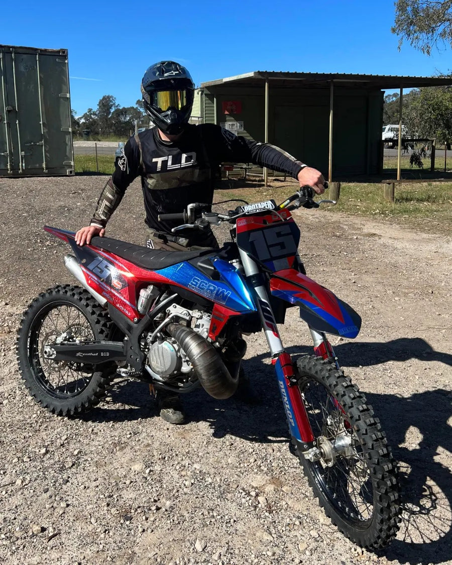 Motocross racer with custom graphics